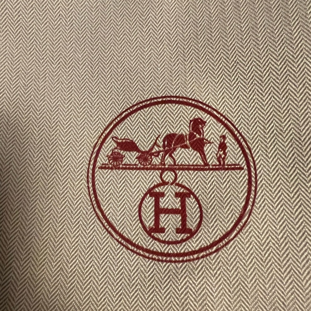 Hermes Bag with Soft Blue Interior and Orange Label